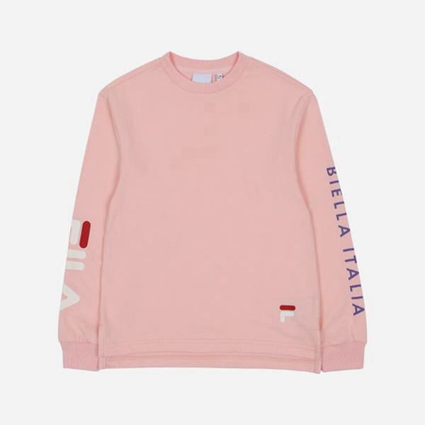 Camisetas Fila Menina Rosa - Fila Biella Italia Crew Neck L/S Loja Online Portugal,MBRH-58904